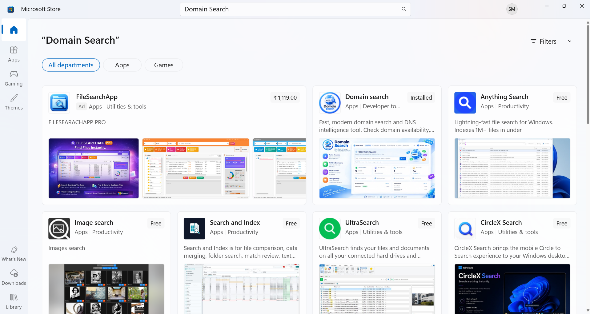 Domain Search Microsoft Store App